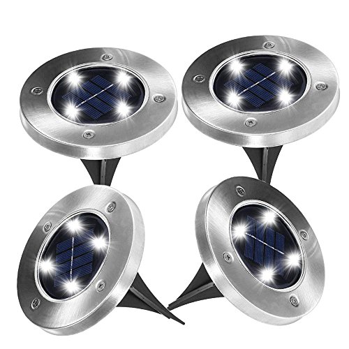 Solar Ground Lights Disk Lights As Seen On Tv Solar graden Light Outdoor LightingLED Garden Pathway Outdoor in-Ground Lights 4 Pack White