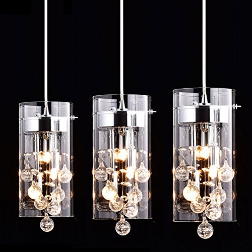 Claxy Ecopower Lighting Glassamp Crystal Pendant Lighting Modern Chandelier For Kitchen-3 Lights