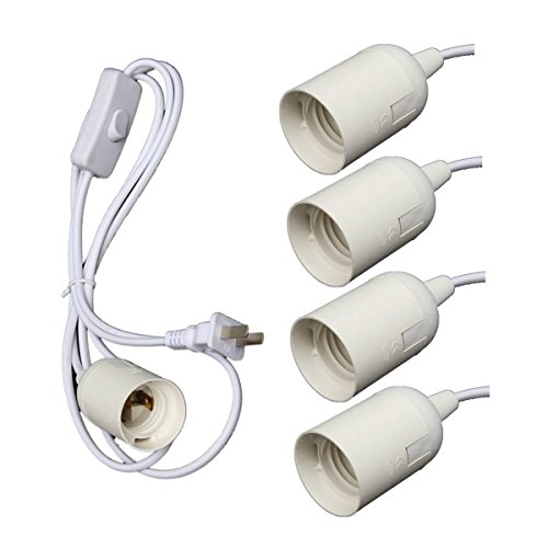 KINGSO 4 Pack E26 Light Lamp Bulb Socket to 2-Prong US AC Power Cord Adapter with OnOff Switch E27 White Pendant Light Socket with 1086inch Extension Cord Cable