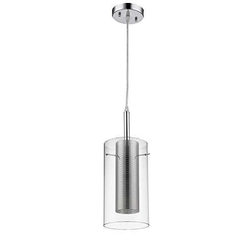 CLAXYÂ Ecopower Chrom with Clear Glass Cylinder Pendant Lighting Fixture