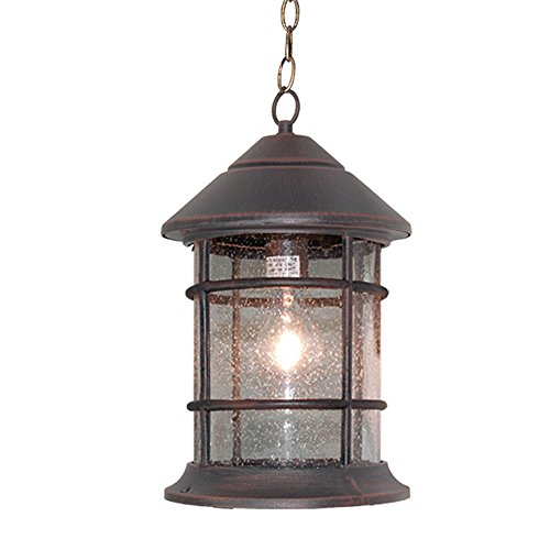 Etoplighting Bella Luce Collection Outdoor Pendant Hanging Lantern Rust Finish Clear Seeded Glass Apl1018