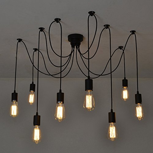 Fuloon Vintage Edison Multiple Ajustable Diy Ceiling Spider Lamp Light Pendant Lighting Chandelier Modern Chic