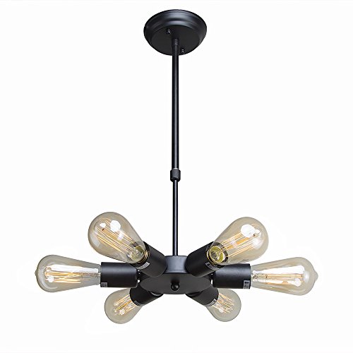 LNC Fan Pendant Lighting 6-Light Black Ceiling Hanging Lights