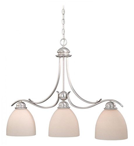 Vaxcel USA ALPDD360BN Avalon 3 Light Island Pendant Lighting Fixture in Nickel Glass