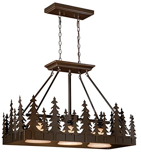 Vaxcel USA PD55536BBZ Yosemite 3 Light Rustic Island Pendant Lighting Fixture in Bronze Glass