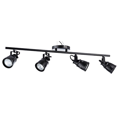 Merax 4 Light Track Lighting Wall or Ceiling Light Fixture Spot Light Black