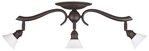 Oil Rubbed Bronze 3 Bulb Wall Mount Track Light Fixture With Frosted Opal Glass