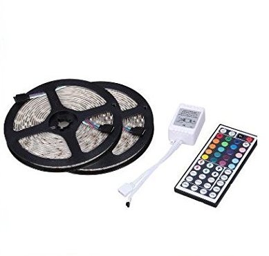 Soled 328Ft 600LEDTwo Rolls 5050 SMD Waterproof Flexible Multicolor RGB LED Light Strip For Decoration  44 Key Remote Controller