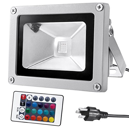 Warmoon 10w Waterproof Led Flood Light With Us 3-plug And Remote Rgb