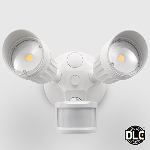 20W Dual-Head Motion Activated LED Outdoor Security Light Photo Sensor 3 Modes DLC-listed 120W Halogen Equiv 5000K Daylight 1600Lm Floodlight Entryways Porch White