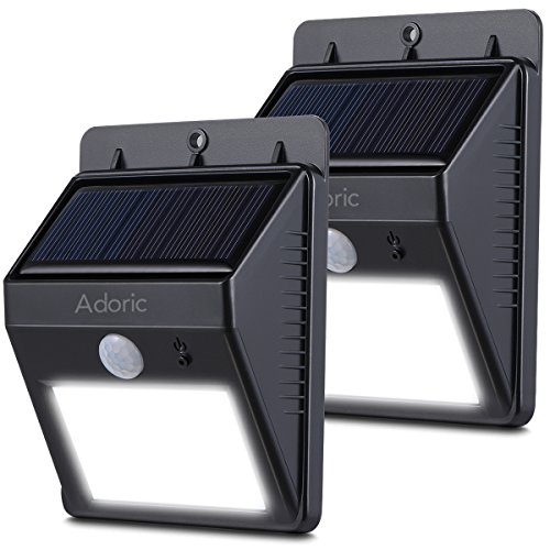 Adoric Solar Lights 2 Pack 8 LED Waterproof Motion Sensor Solar Security Lights for Driveway Garage Patio Deck Yard Garden Outside Wall