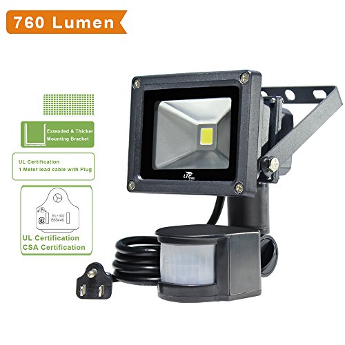 LTE 10W LED Motion Sensor Flood Lights 760 Lumen 60W Halogen Lights Equivalent Daylight White Waterproof Security Lights PIR Floodlight