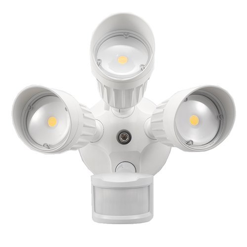 Light Blueâ„¢ LED 30W Security Light White Finish 3-Head 200W Replacement 5000K Daylight 2250 Lumens Motion Activated Protection Waterproof and Outdoor Rated ETL-Listed
