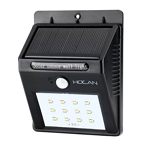 Solar Motion Sensor Lightholan 12 Led Rainproof Powered Security Light Outdoor With 2 Intelligent Modes For Garden