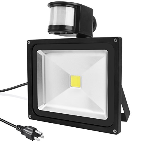 Warmoon LED Motion Sensor Flood Light 20W Daylight White 6500K 1800-2400lm Waterproof Security Lights with PIR