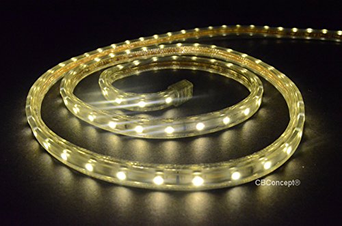 CBConcept UL Listed 40 Feet 4300 Lumen 3000K Warm White Dimmable 110-120V AC Flexible Flat LED Strip Rope Light 720 Units 3528 SMD LEDs IndoorOutdoor Use Accessories Included Ready to use