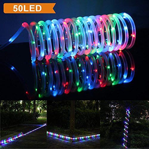 Lte 50 Led Solar Rgb Rope Lights 23ft 165ft Rope Lights And 65ft Lead Cable Included Outdoor Waterproof Led