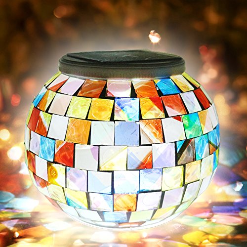 Foneso L154 Solar Powered Glass Ball LED Garden Lights Mosaic Color Changing Table Lamps Waterproof