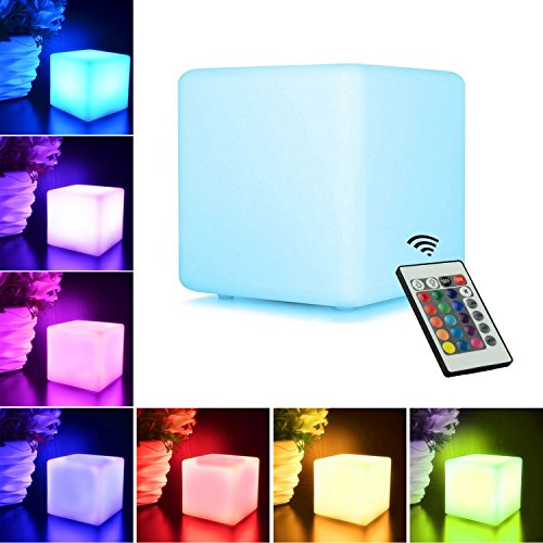 Security 15cm6 LED Rechargeable Cube Light Cordless Remote Control Dimmable Night Light RGBW Color Changing Mood Night Light restaurant Bar Table Lamp