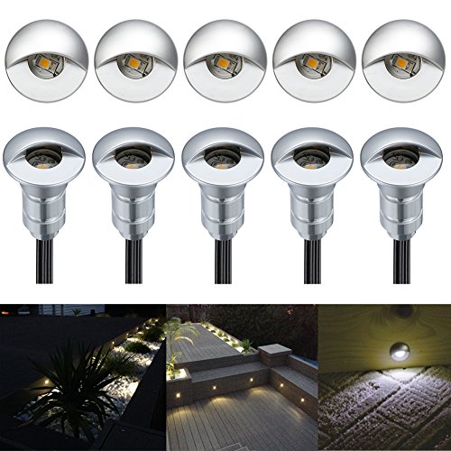 FVTLED 10pcs Low Voltage LED Step Lights Kit Half Moon Aluminum Outdoor Wood Deck Lighting Yard Garden Patio Stair LED Light Decoration Lamps Warm White