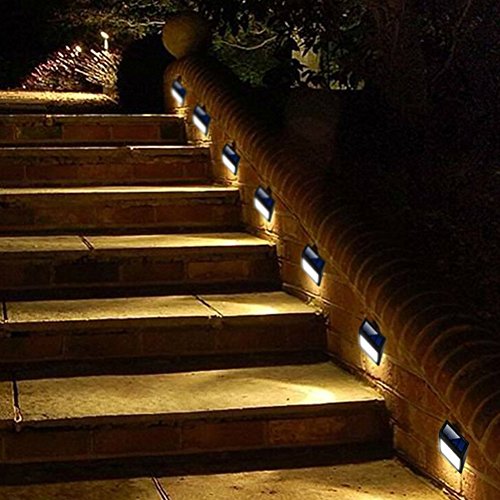 Solar Powered Wall Light 6 Pack Solar 6 LED Light Wall Mount Garden Path Lamp Step Lights Outdoor Patio Gutter Fence Lighting