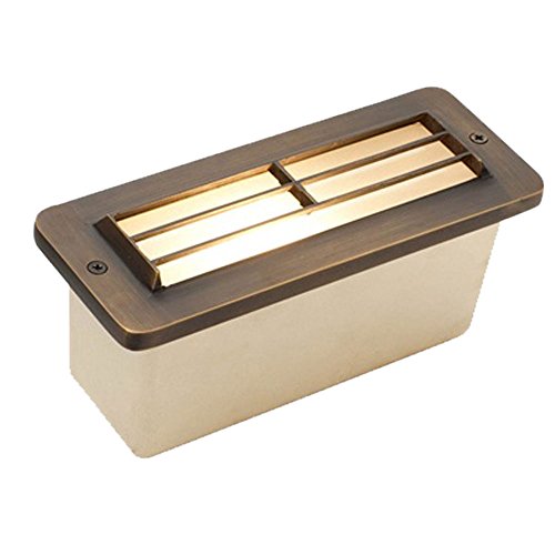 Volt 630 Brass Bunker 12v Louvered Step Light Cast Brass Canister Bronze Finish Lamp Included Frosted Lens