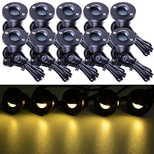 Yescom 10pcs LED Deck Light Kit Waterproof Outdoor Step Stairs Yard Decor Warm White Lamp w Adaptor