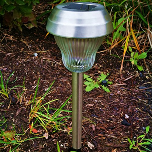 6pcs-Pack WhiteBlue Dual LED Galss Lens Stainless Steel Solar Lights Outdoor Sogrand Solar Pathway Lights Solar Landscape Lighting Solar Path Lights Solar Garden Lights