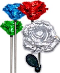 Lovely Brilliant Solar Rose Lights Rose Flowers Garden Stakes set Of 2 With Exquisite Design