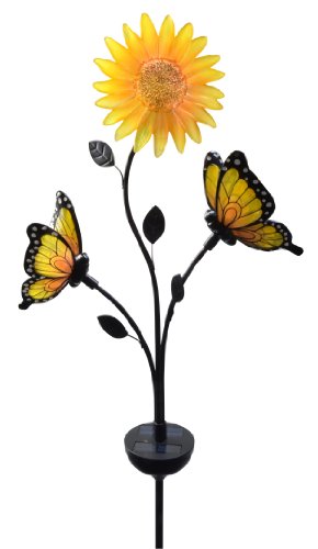 Moonrays 92537 Solar-powered Butterflyamp Sunflower Garden White Led Stake Light