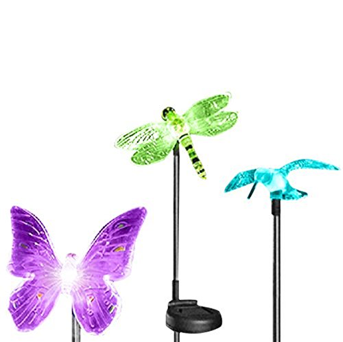 Oxyled Solar Powered Outdoor Hummingbird Butterflyamp Dragonfly Solar Garden Stake Light With Chameleon Multi-color