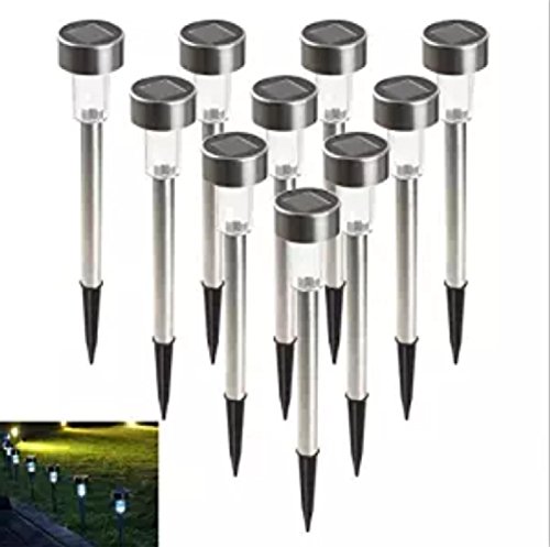 Pack of 12 Stainless Steel Solar Lights Outdoor Sogrand Solar Garden Lights