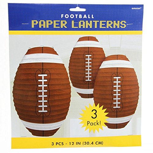 Amscan Football Frenzy Birthday Party Hanging Lanterns Decoration 3 Piece Multi Color 12 x 11