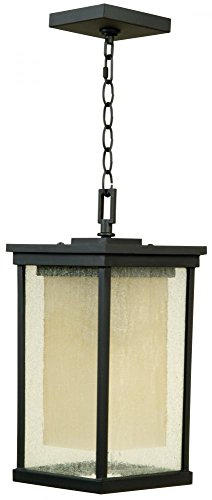 Craftmade Z3721-92-NRG Hanging Lantern with Seeded Glass Shades Oiled Bronze Finish
