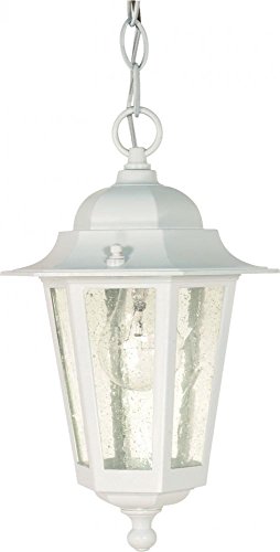 Nuvo 60991 Hanging Lantern with Clear Seeded Glass White