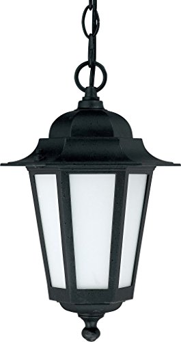 Nuvo Lighting 602209 Cornerstone Outdoor Hanging Lantern with Photocell Frosted Glass Textured Black