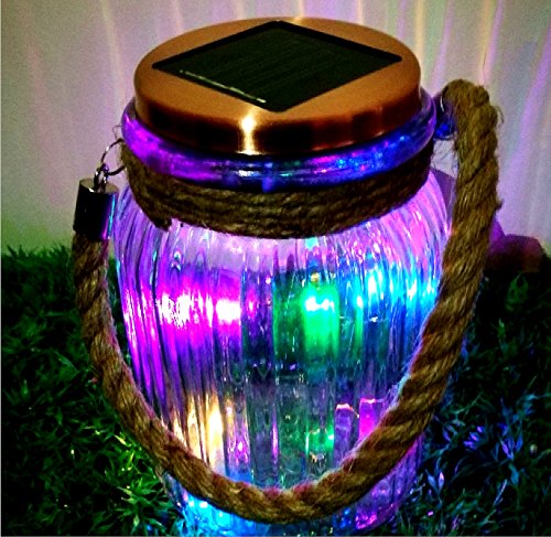 4Color 8LED Copper Wire Copper Finish Light Cap Solar Glass Jar Sogrand Solar Lights Small Glass Jars with Lids Hanging Lights Hanging Solar Lights Outdoor