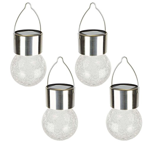 Color Changing Warm White LEDs Crackle Glass Hanging Lights by SOLAscape