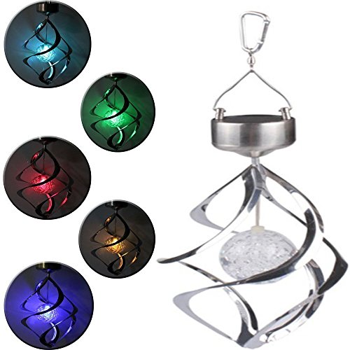 Enice Solar Power Colorful 7 Colors Changing Wind Chime Rotating Led Hanging Light For Outdoor Garden