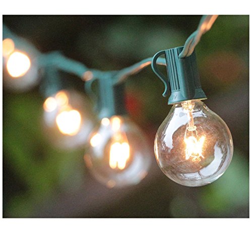 G40 Globe String Lights with 25 Clear Bulbs UL List for indoor Outdoor Commercial Use Vintage Backyard Patio Lights Outdoor String Lights for Garden Pergola Decks Cafe Market Hanging Lights Green