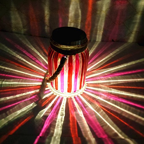 Red Stripe Copper Finish Light Cap Solar Glass Jar Sogrand Small Glass Jars With Lids Hanging Lights Hanging Solar