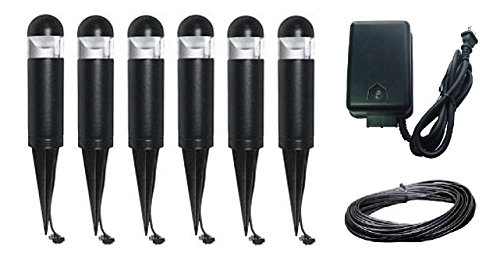 8 Piece Malibu LED Pathway Lighting Kit with Transformer 75 ft low voltage wire for Yards Pathways Gardens w Black Finish BY MALIBU DISTRIBUTION