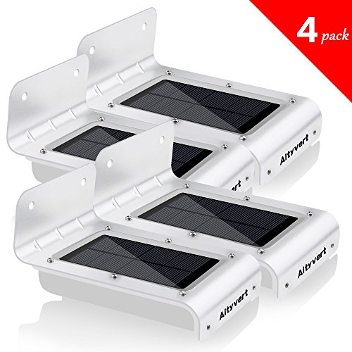 Aityvert Solar Pathway Lighting 16 Led Solar Powered Wireless Waterproof Security Wall Light 4 Pack