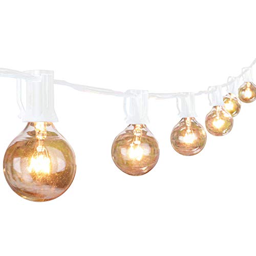 100Foot G40 Globe String Lights with Bulbs Outdoor Market Lights for IndoorOutdoor Commercial Decor White Wire