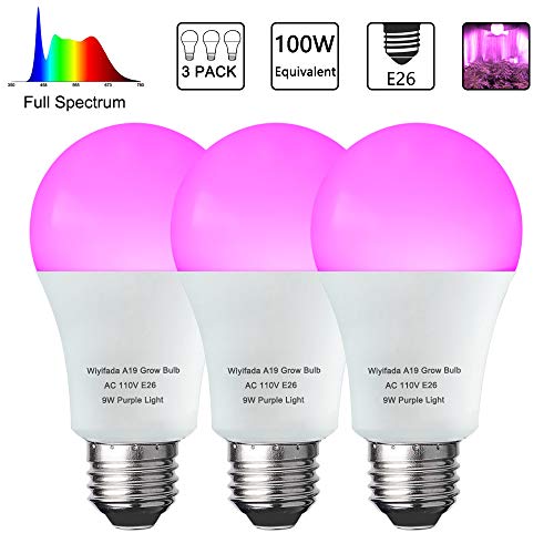 3 Pack LED Indoor Plant Grow Light Bulb A19 Bulb Full Spectrum Plant Light Bulb 9W E26 Grow Bulb Replace up to 100W Grow Light for Indoor Plants Flowers Greenhouse Indore Garden Hydroponic