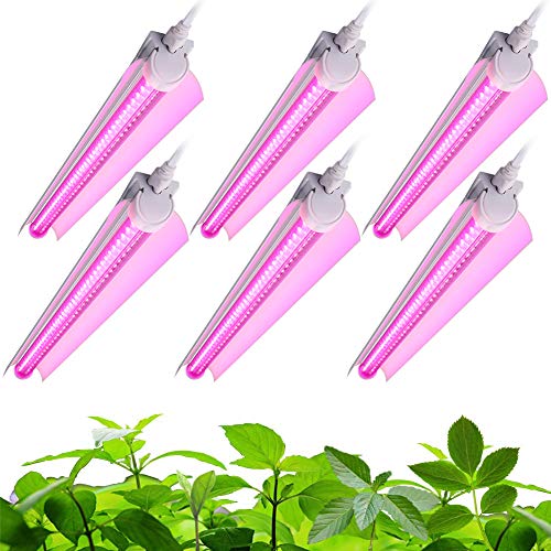 Barrina LED Grow Light 144W6 x 24W 800W Equivalent 2ft T8 Full Spectrum High Output Linkable Design T8 Integrated BulbFixture Plant Lights for Indoor Plants 6-Pack