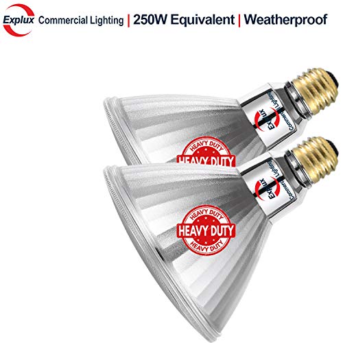 Explux 250W Equivalent LED PAR38 Flood Light Bulbs Weatherproof 2600 Lumens Dimmable 4100K Cool White 2-Pack