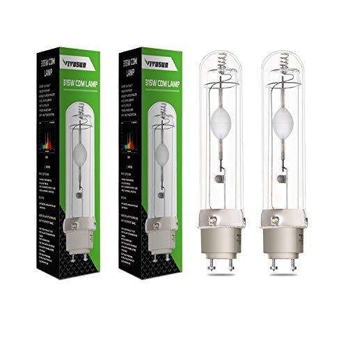 VIVOSUN 2-Pack Full-Spectrum 315W 3000K Ceramic Metal Halide Grow Light Bulb High Efficiency Low Heat CMH CDM Grow Lamp for Flowering