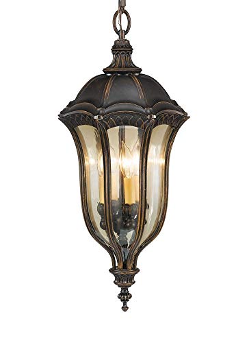 Murray Feiss Lighting OL6012WAL Baton RougeOutdoor Lantern - Hanging Duo-Mount Walnut Finish with Gold Luster Tinted Glass