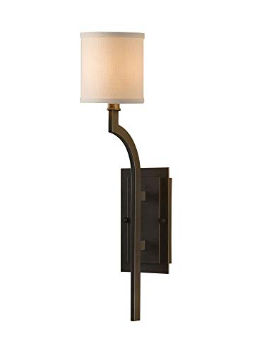 Murray Feiss Lighting WB1470ORB Stelle - One Light Wall Bracket Oil Rubbed Bronze Finish with Cream Color Linen Fabric Shade